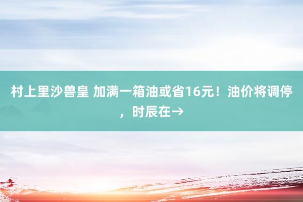 村上里沙兽皇 加满一箱油或省16元！油价将调停，时辰在→