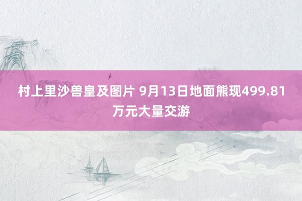 村上里沙兽皇及图片 9月13日地面熊现499.81万元大量交游