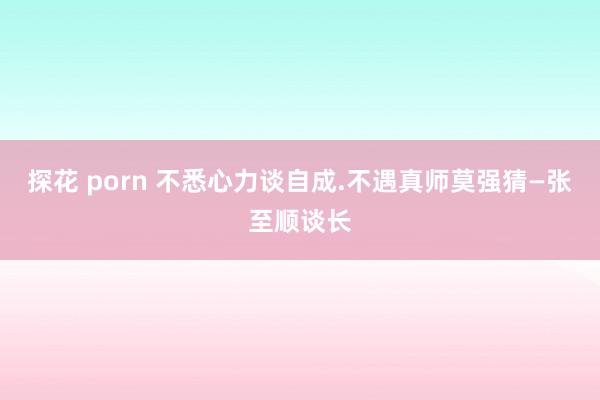 探花 porn 不悉心力谈自成.不遇真师莫强猜—张至顺谈长