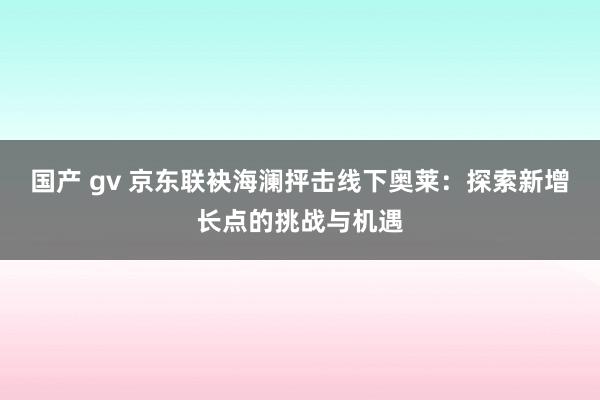 国产 gv 京东联袂海澜抨击线下奥莱：探索新增长点的挑战与机遇