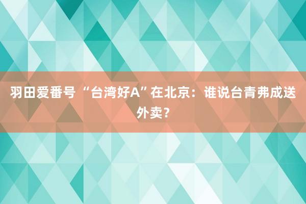 羽田爱番号 “台湾好A”在北京：谁说台青弗成送外卖？