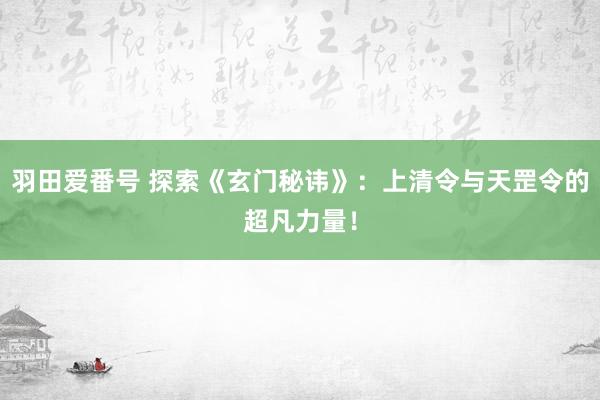 羽田爱番号 探索《玄门秘讳》：上清令与天罡令的超凡力量！