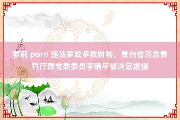 萝莉 porn 违法罗致多数财物，贵州省济急责罚厅原党委委员李钢平被决定逮捕