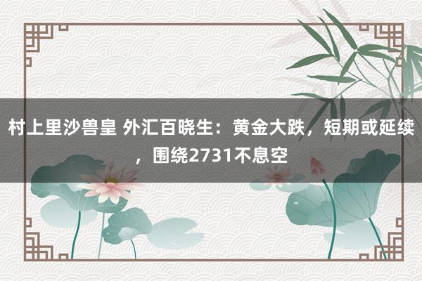 村上里沙兽皇 外汇百晓生：黄金大跌，短期或延续，围绕2731不息空