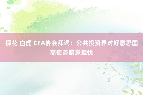 探花 白虎 CFA协会拜谒：公共投资界对好意思国高债务暗意担忧