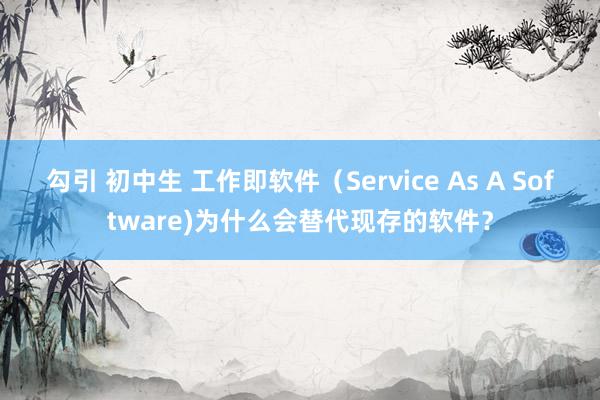 勾引 初中生 工作即软件（Service As A Software)为什么会替代现存的软件？