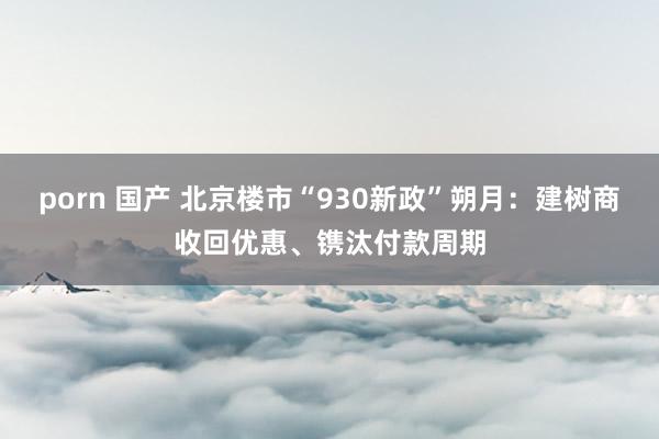 porn 国产 北京楼市“930新政”朔月：建树商收回优惠、镌汰付款周期