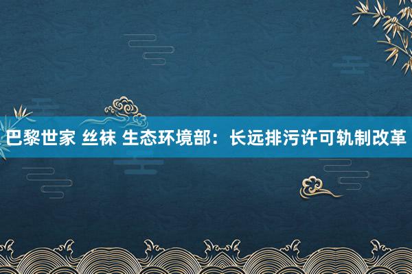 巴黎世家 丝袜 生态环境部：长远排污许可轨制改革