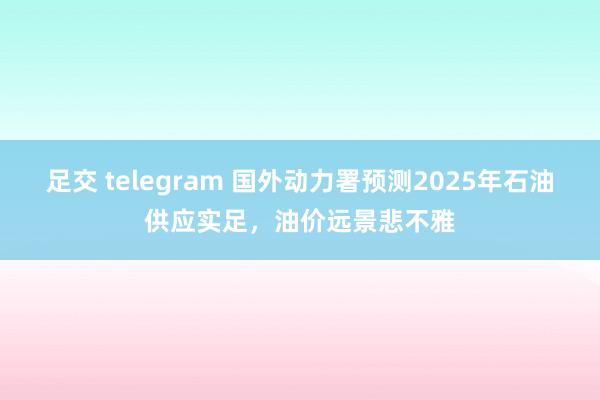 足交 telegram 国外动力署预测2025年石油供应实足，油价远景悲不雅