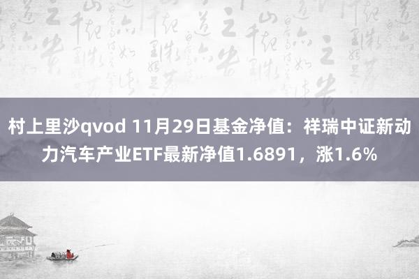 村上里沙qvod 11月29日基金净值：祥瑞中证新动力汽车产业ETF最新净值1.6891，涨1.6%