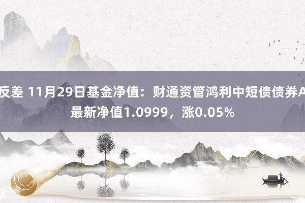 反差 11月29日基金净值：财通资管鸿利中短债债券A最新净值1.0999，涨0.05%