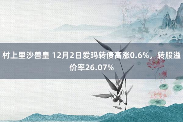 村上里沙兽皇 12月2日爱玛转债高涨0.6%，转股溢价率26.07%