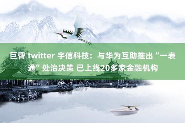 巨臀 twitter 宇信科技：与华为互助推出“一表通”处治决策 已上线20多家金融机构