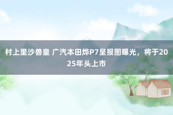 村上里沙兽皇 广汽本田烨P7呈报图曝光，将于2025年头上市