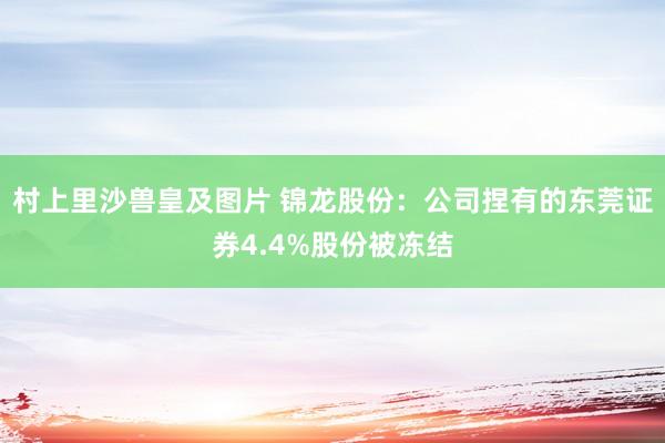 村上里沙兽皇及图片 锦龙股份：公司捏有的东莞证券4.4%股份被冻结