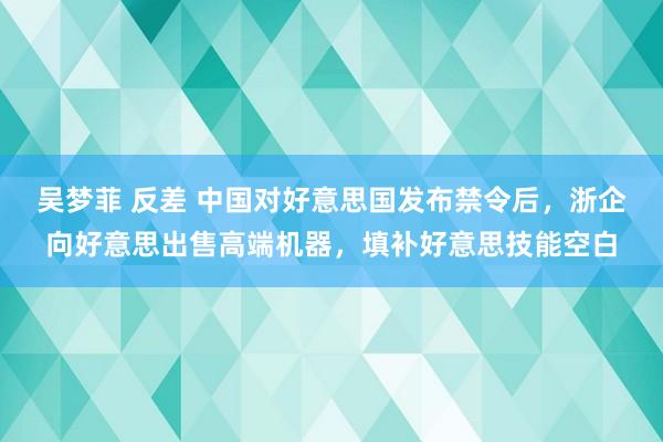 吴梦菲 反差 中国对好意思国发布禁令后，浙企向好意思出售高端机器，填补好意思技能空白