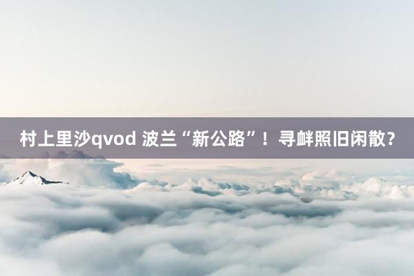 村上里沙qvod 波兰“新公路”！寻衅照旧闲散？