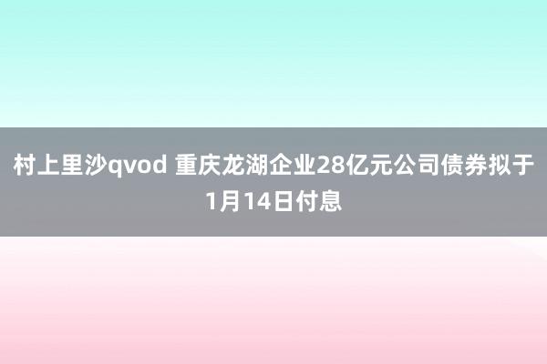 村上里沙qvod 重庆龙湖企业28亿元公司债券拟于1月14日付息