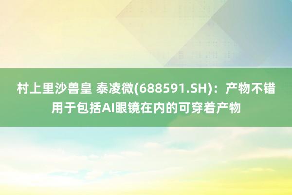 村上里沙兽皇 泰凌微(688591.SH)：产物不错用于包括AI眼镜在内的可穿着产物