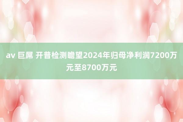 av 巨屌 开普检测瞻望2024年归母净利润7200万元至8700万元