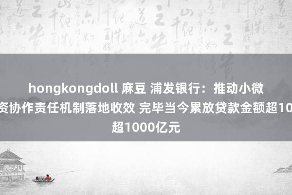 hongkongdoll 麻豆 浦发银行：推动小微企业融资协作责任机制落地收效 完毕当今累放贷款金额超1000亿元